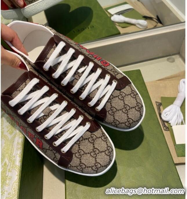 Super Quality Gucci Tiger Ace GG Canvas Sneakers Brown Leather 021608