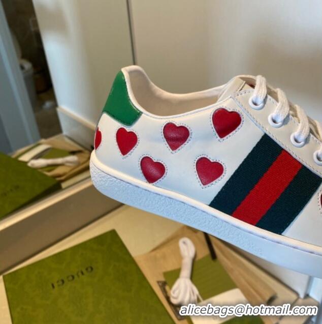 Best Design Gucci Ace Leather Sneakers with Red Heart 021609