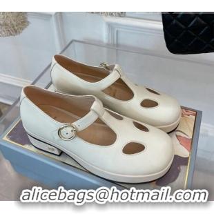 Top Quality Gucci Leather Mary Janes Pumps 4.5cm White 021610