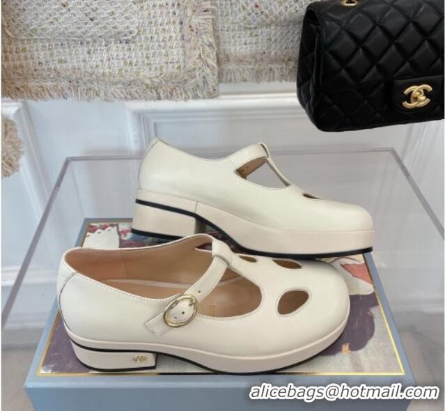 Top Quality Gucci Leather Mary Janes Pumps 4.5cm White 021610