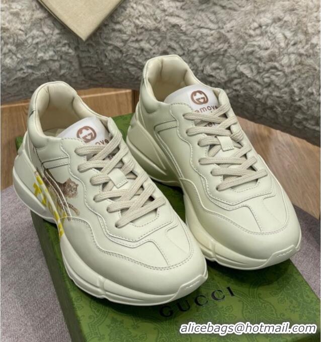 Most Popular Gucci Tiger Rhyton Sneakers 687626 Ivory White