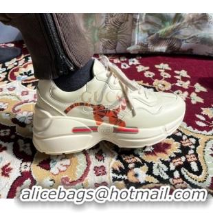 Perfect Gucci Tiger Rhyton Sneakers 021913 White/Red