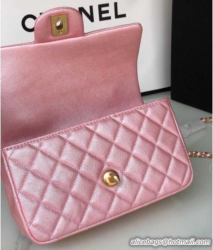 Inexpensive CHANEL mini flap bag with top handle AS2431 Rose