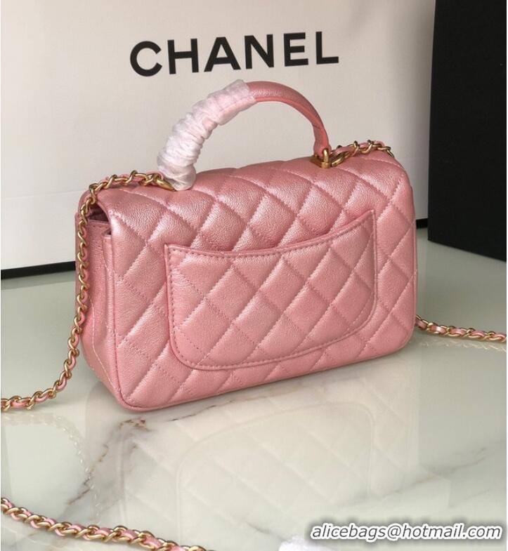 Inexpensive CHANEL mini flap bag with top handle AS2431 Rose