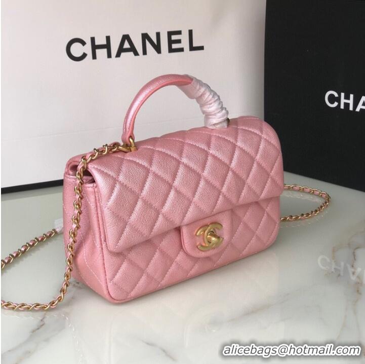 Inexpensive CHANEL mini flap bag with top handle AS2431 Rose