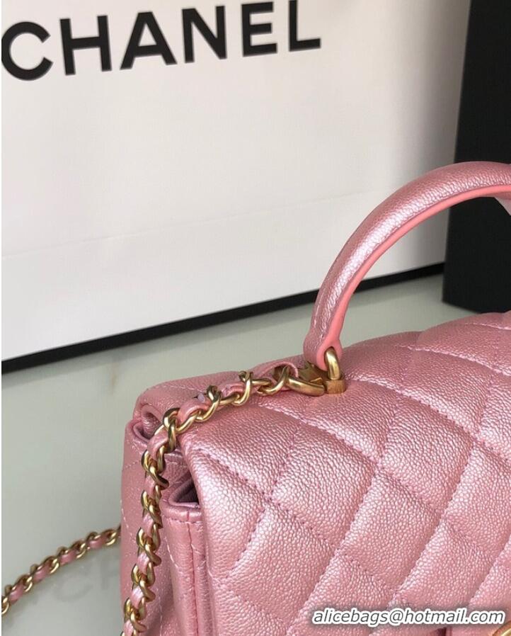 Inexpensive CHANEL mini flap bag with top handle AS2431 Rose