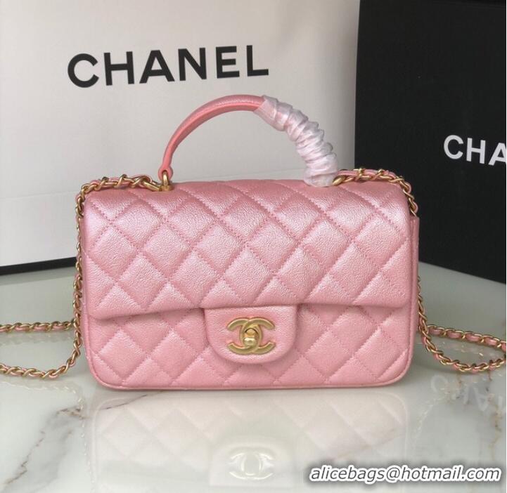 Inexpensive CHANEL mini flap bag with top handle AS2431 Rose