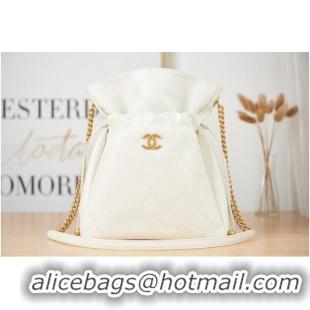 Unique Grade Chanel SMALL Lambskin Shoulder Bag AS2986 white