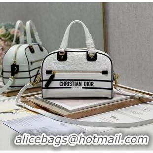 Famous Brand DIOR medium Embossing leather tote Bag A9200 white