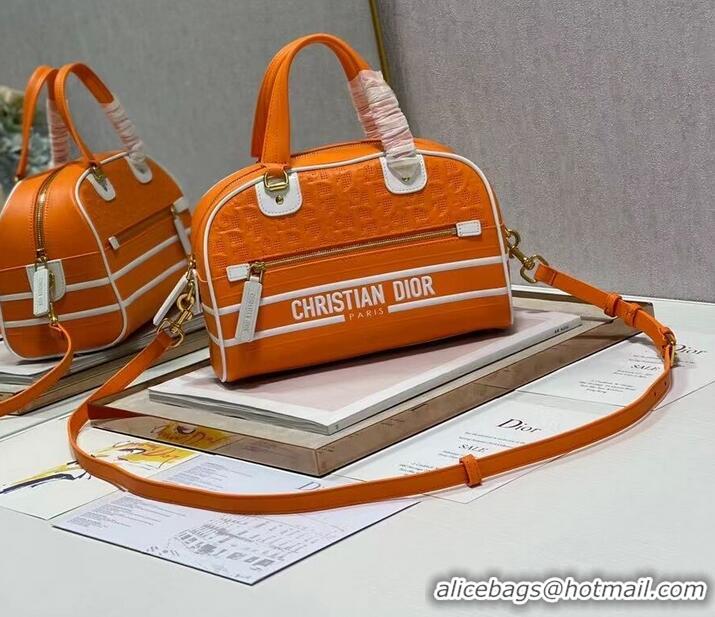 Super Quality DIOR medium Embossing leather tote Bag A9200 orange