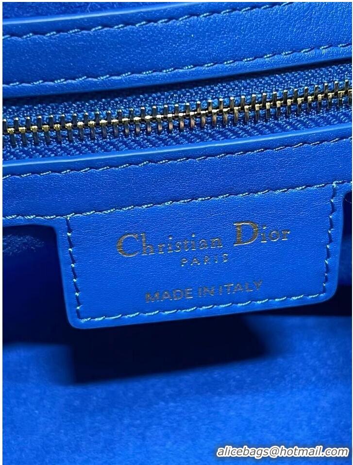 Traditional Specials DIOR medium Embossing leather tote Bag A9200 blue