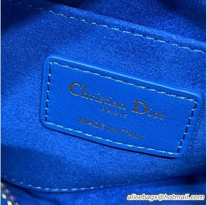 Top Quality DIOR small Embossing leather tote Bag C9201 blue