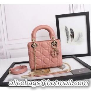 Well Crafted MINI LADY DIOR BAG Lambskin M0566OE pink&gold