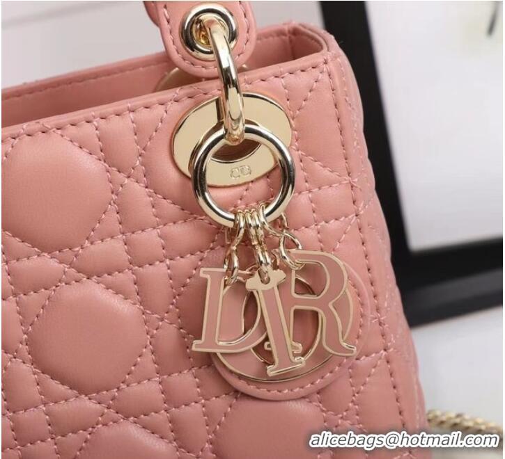 Well Crafted MINI LADY DIOR BAG Lambskin M0566OE pink&gold