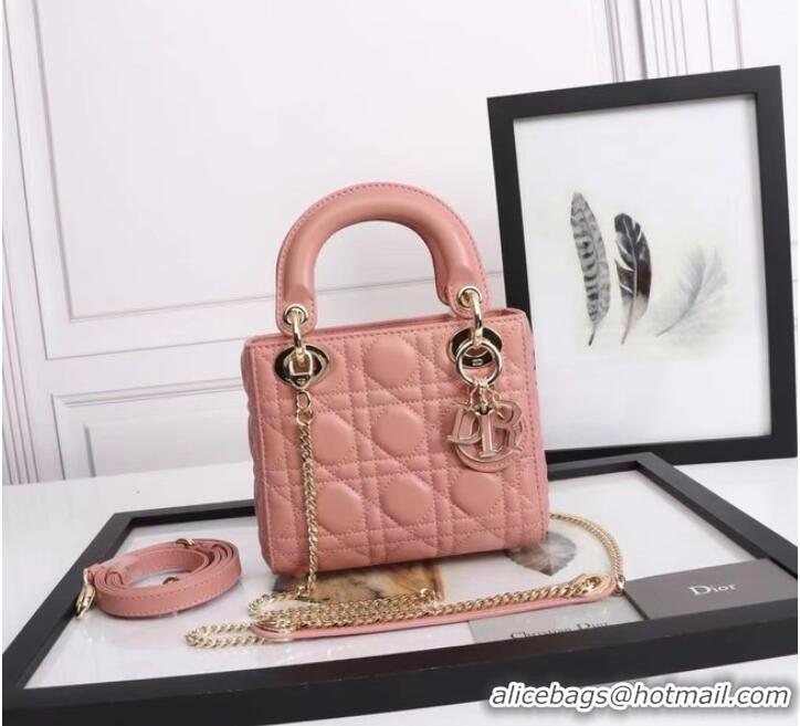 Well Crafted MINI LADY DIOR BAG Lambskin M0566OE pink&gold