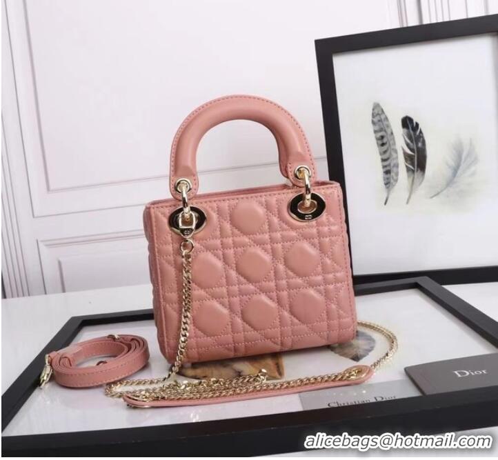 Well Crafted MINI LADY DIOR BAG Lambskin M0566OE pink&gold