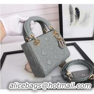 Well Crafted MINI LADY DIOR BAG Lambskin M0566OE gray&gold