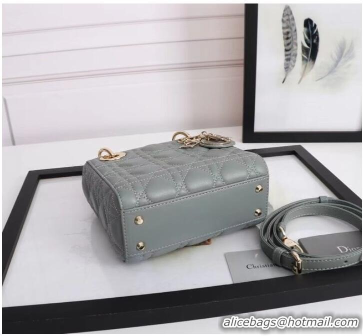 Well Crafted MINI LADY DIOR BAG Lambskin M0566OE gray&gold