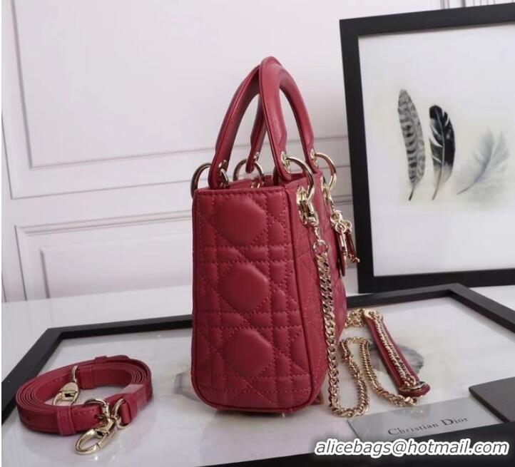 Good Looking MINI LADY DIOR BAG Lambskin M0566OE red