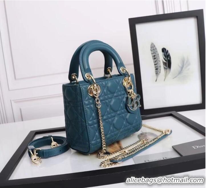 Shop Top Quality MINI LADY DIOR BAG Lambskin M0566OE blue