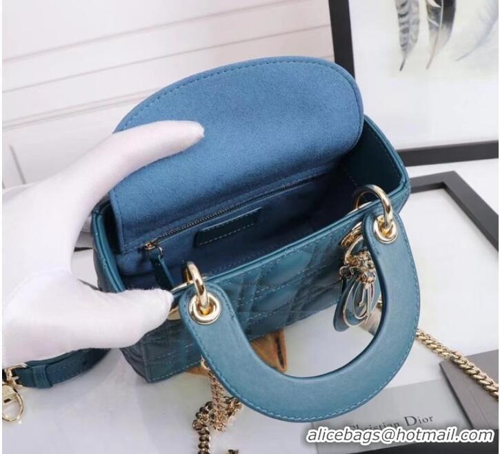 Shop Top Quality MINI LADY DIOR BAG Lambskin M0566OE blue