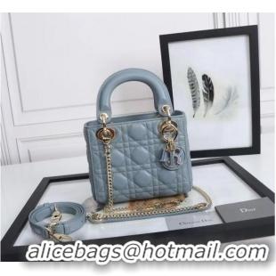 Top Grade MINI LADY DIOR BAG Lambskin M0566OE light blue