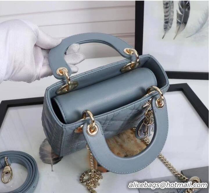 Top Grade MINI LADY DIOR BAG Lambskin M0566OE light blue