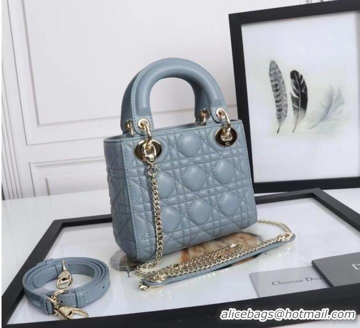 Top Grade MINI LADY DIOR BAG Lambskin M0566OE light blue