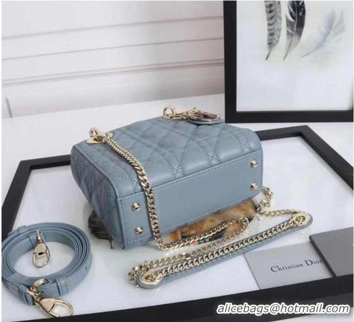 Top Grade MINI LADY DIOR BAG Lambskin M0566OE light blue