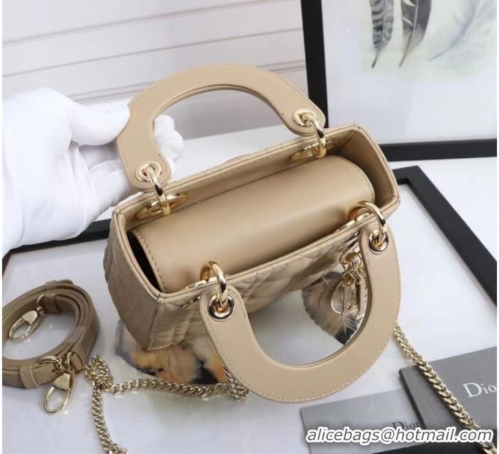 Good Product MINI LADY DIOR BAG Lambskin M0566OE Beige