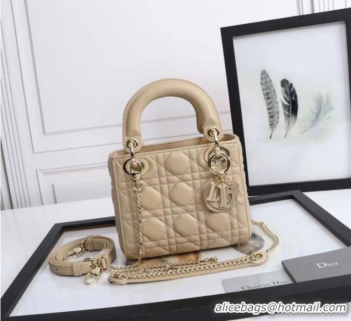 Good Product MINI LADY DIOR BAG Lambskin M0566OE Beige