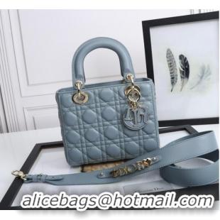 Good Taste LADY DIOR MY ABCDIOR BAG Cannage Lambskin M0538O light blue