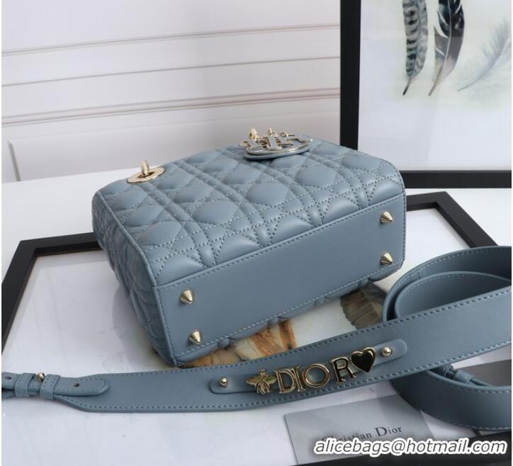 Good Taste LADY DIOR MY ABCDIOR BAG Cannage Lambskin M0538O light blue