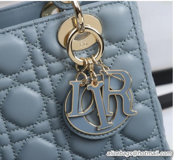 Good Taste LADY DIOR MY ABCDIOR BAG Cannage Lambskin M0538O light blue