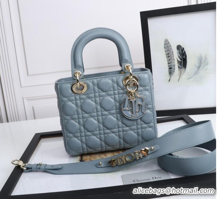 Good Taste LADY DIOR MY ABCDIOR BAG Cannage Lambskin M0538O light blue