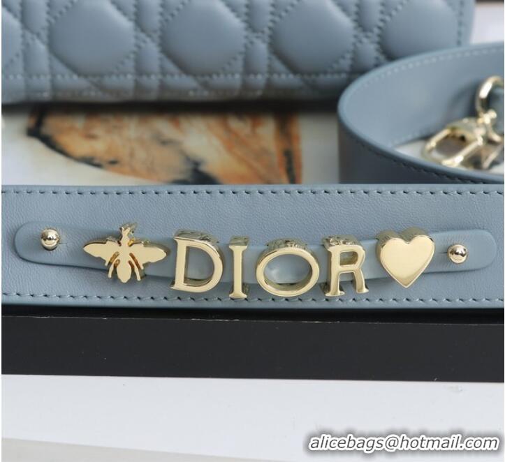 Good Taste LADY DIOR MY ABCDIOR BAG Cannage Lambskin M0538O light blue