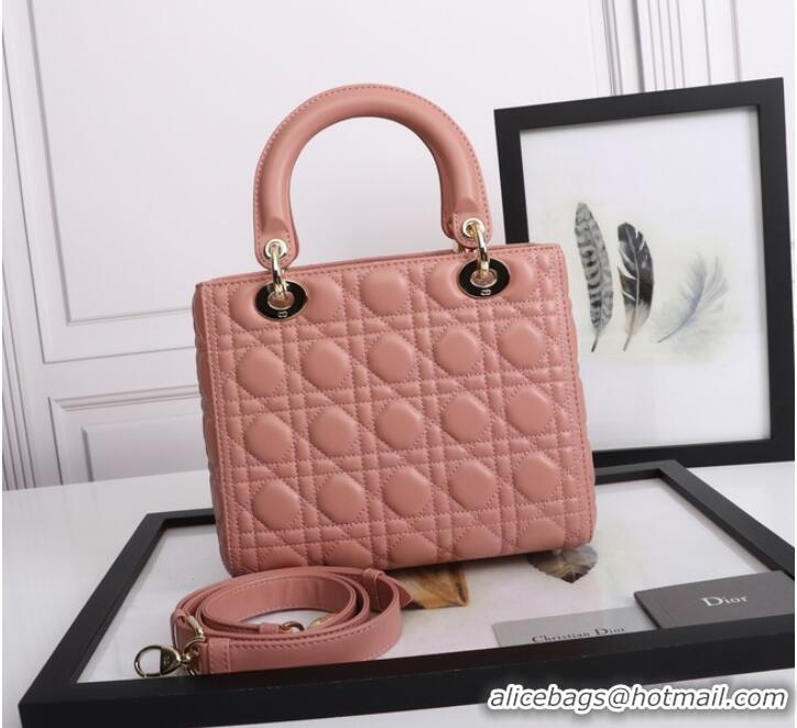 Well Crafted MEDIUM LADY DIOR BAG Cannage Lambskin M0565E Cherry Blossom powder