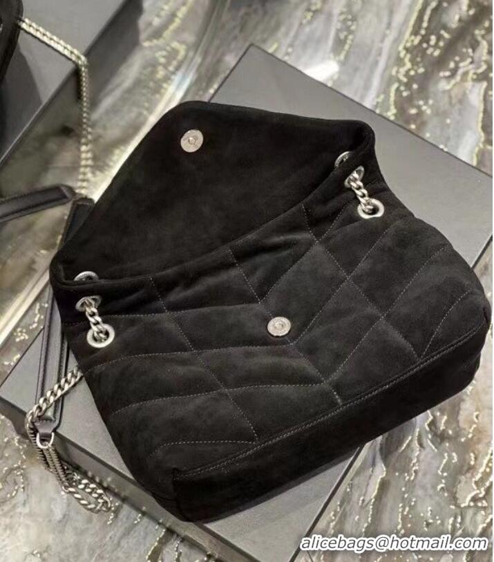 Good Quality Yves Saint Laurent LOULOU PUFFER BAG SUEDE Y577476 Black