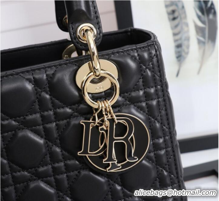 Top Quality MEDIUM LADY DIOR BAG Cannage Lambskin M0565E black