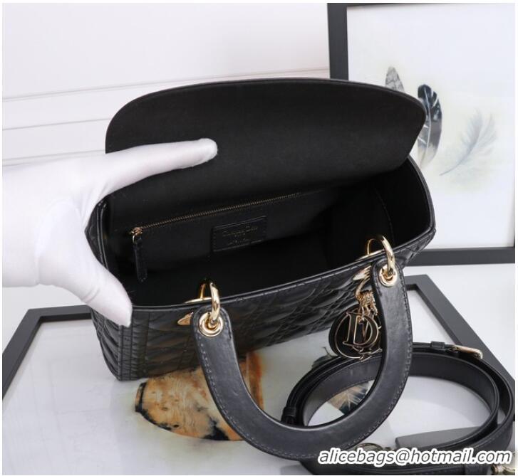 Top Quality MEDIUM LADY DIOR BAG Cannage Lambskin M0565E black