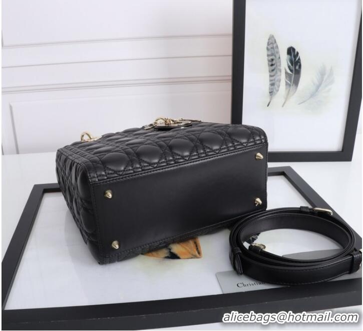 Top Quality MEDIUM LADY DIOR BAG Cannage Lambskin M0565E black