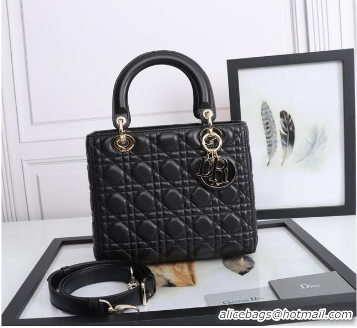 Top Quality MEDIUM LADY DIOR BAG Cannage Lambskin M0565E black