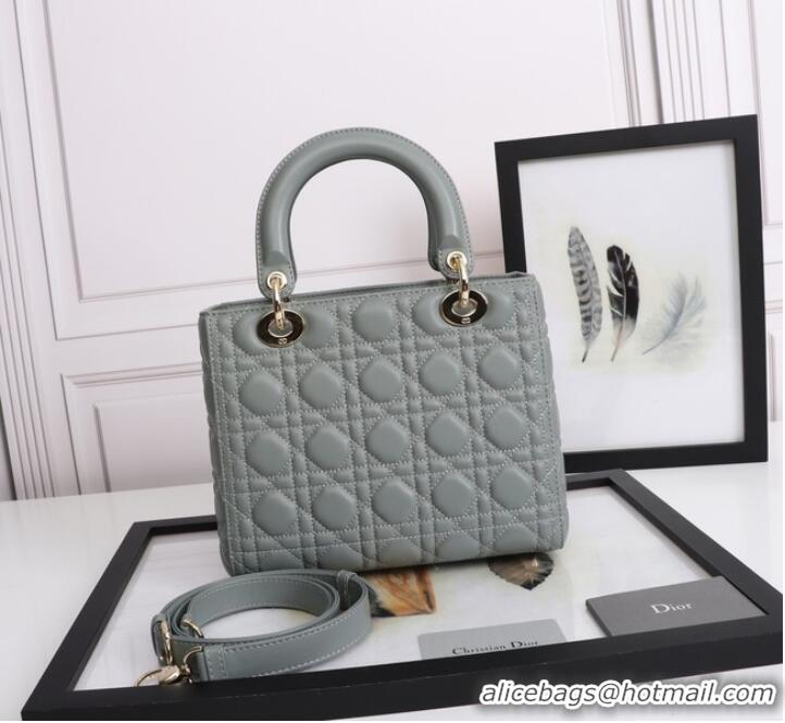 Discount MEDIUM LADY DIOR BAG Cannage Lambskin M0565E gray