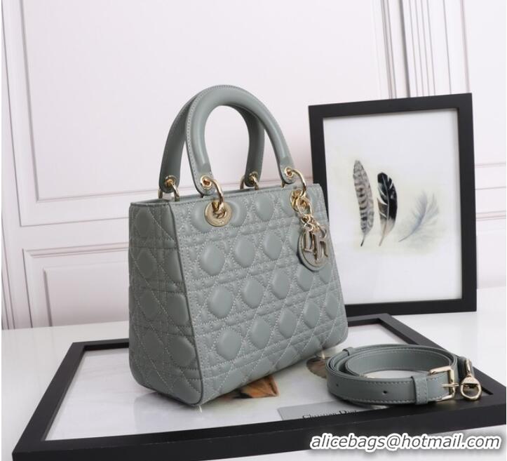 Discount MEDIUM LADY DIOR BAG Cannage Lambskin M0565E gray