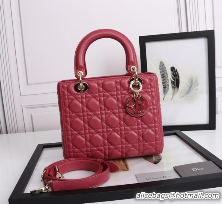 Buy Cheap MEDIUM LADY DIOR BAG Cannage Lambskin M0565E red