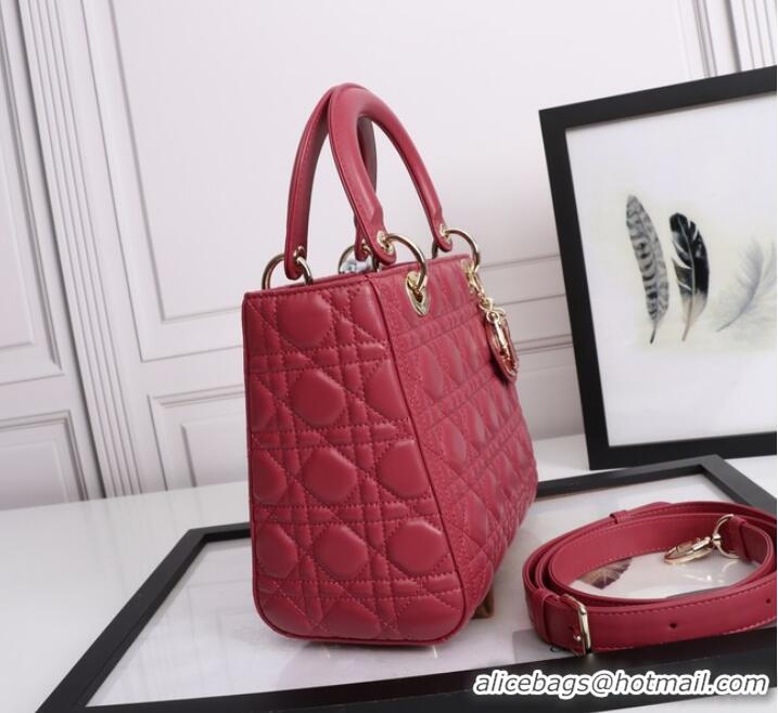 Buy Cheap MEDIUM LADY DIOR BAG Cannage Lambskin M0565E red