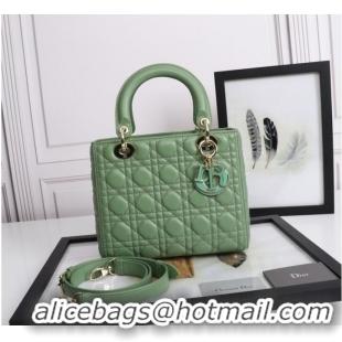 Promotional MEDIUM LADY DIOR BAG Cannage Lambskin M0565E green