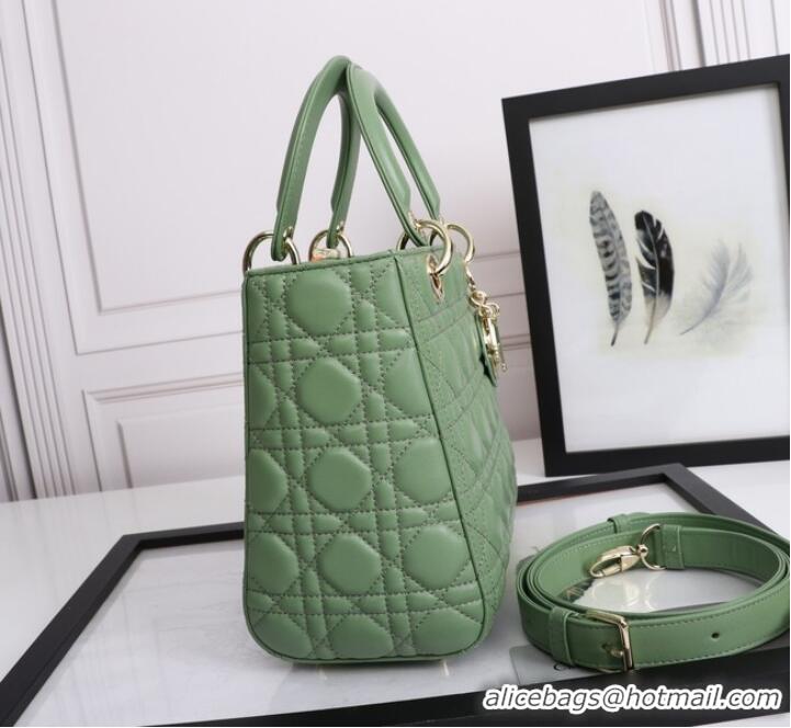 Promotional MEDIUM LADY DIOR BAG Cannage Lambskin M0565E green