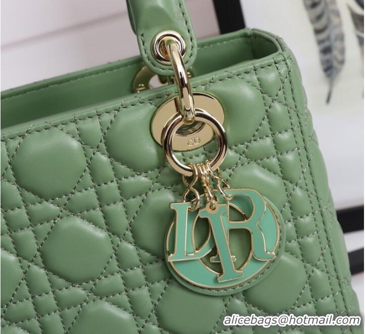 Promotional MEDIUM LADY DIOR BAG Cannage Lambskin M0565E green