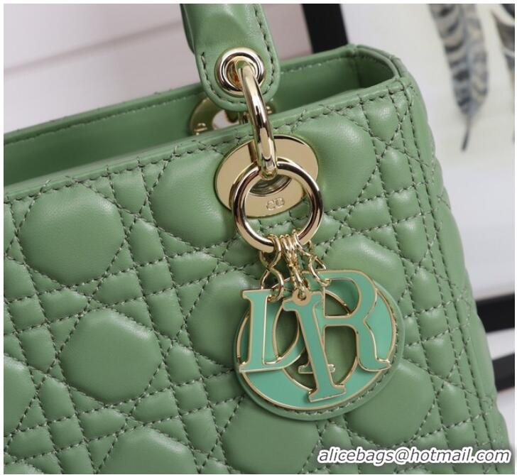 Promotional MEDIUM LADY DIOR BAG Cannage Lambskin M0565E green